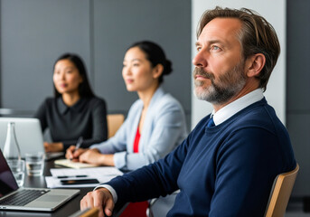 Diverse Business People in Meeting Room Listening Attentively asian