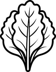 Stylized Black and White Swiss Chard Leaf Cluster for Food Illustration