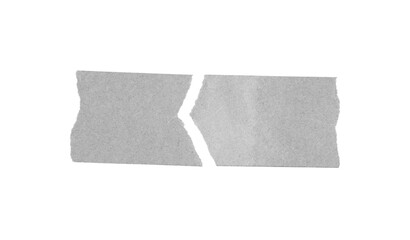 Set of torn gray paper tape pieces isolated on transparent background. Rough ripped texture with irregular edges for mockup, labels, scrapbooking, or graphic design projects. PNG