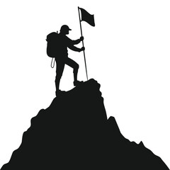 Climber standing on peak silhouette