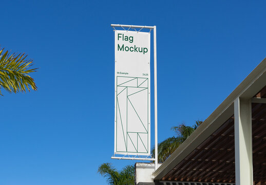 Single Vertical Flag Mockup