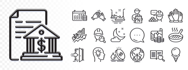 Search text, Inspect and Training results line icons for web app. Glare of light effect. Message icon. Pack of Ice cream, Treasure map, Bank document pictogram icons. Vector