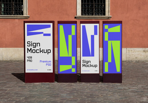 Four Front View Signage Mockups