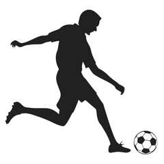 Soccer player kicking ball silhouette