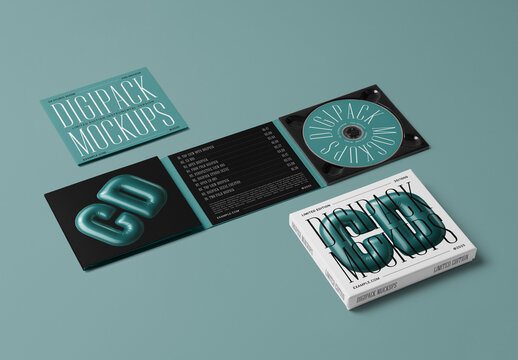 CD Digipack Set PSD Mockups