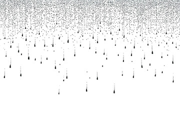 Glistening fragments cascade down over dark space, a dispersed textured rain