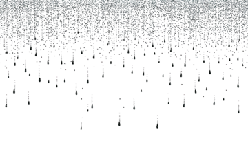 Glistening fragments cascade down over dark space, a dispersed textured rain