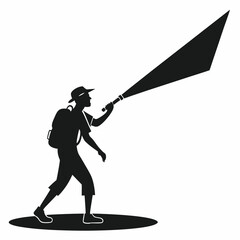 Cave explorer lighting lamp silhouette