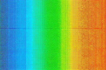 Vibrant Rainbow Gradient Halftone Dot Pattern Background.