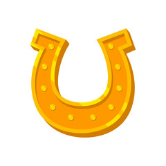 A Bright Golden Horseshoe Symbol Isolated On A Transparent Background Representing Good Luck And Fortune With A Textured Surface And Studded Detail