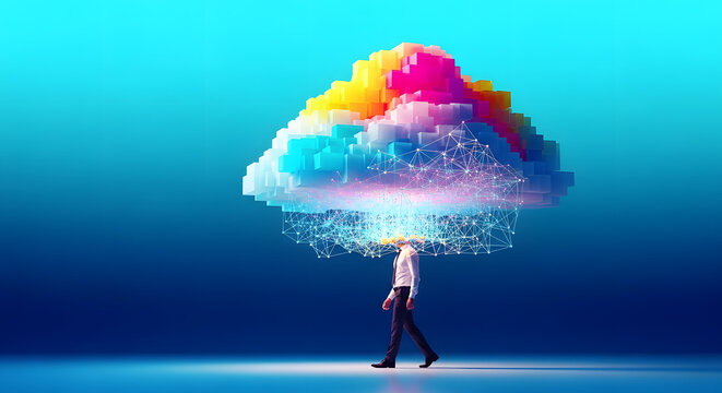 Humorous mobile cloud computing conceptual image