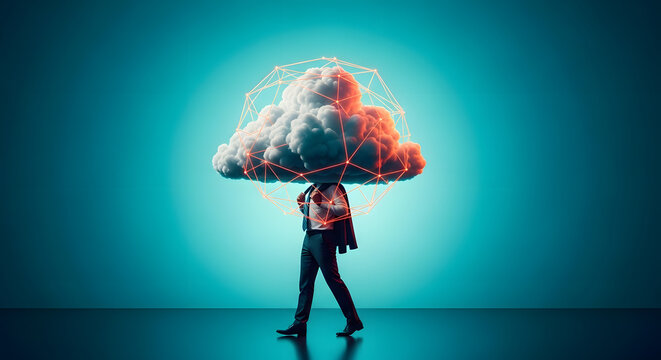 Humorous mobile cloud computing conceptual image
