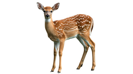 Naklejka premium A fawn standing gracefully, isolated on transparent background this charming image captures the innocence and beauty of wildlife, perfect for naturethemed projects