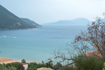 Sunset view of village of Vasiliki at Lefkada, Greece