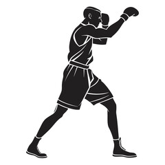 Naklejka premium Boxer flexing muscles silhouette