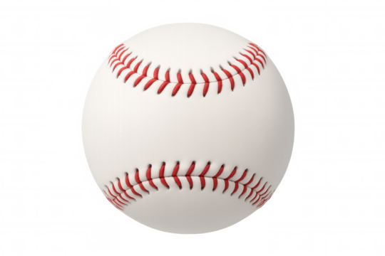 Baseball with red stitching on a white leather casing, representing professional sports and athletic competition