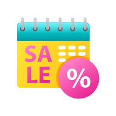 Calendar Icon With Sale Tag And Percentage Symbol Against A Transparent Background Perfect For Promotions And Marketing Campaigns