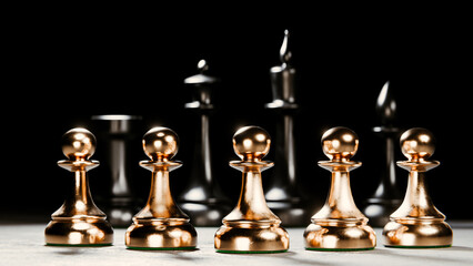 chess pieces on black background