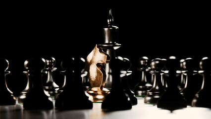 Knight chess piece surrounded