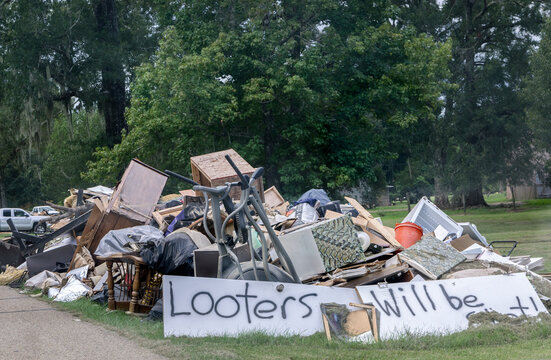 Flood debris in Denham Springs Louisiana