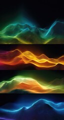 Abstract digital landscape with multicolored, undulating forms