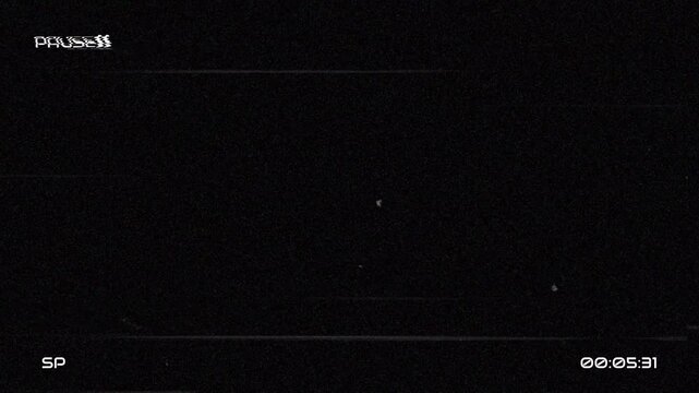 Old VHS Tape PAUSE Animation. Overlay Noise Artifacts Tv Screen No Signal, Defect Artifacts Effect.