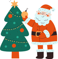 Santa Decorating Christmas Tree
