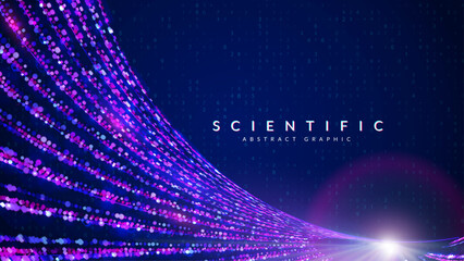 Scientific Research Background. Blue Tech Cosmos Bg. Space Network. Chemistry Background With Pharmaceutical Element And Light. Abstract Data Science Pattern With Dots.