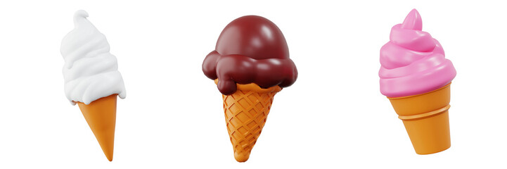 3d Stylized Ice Cream Set food concept illustration ideas