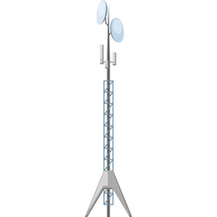 A Gray and White Telecommunication Tower with Against a White Background Showing Technology and Connectivity