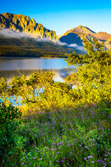 Beautiful Sunrise at Lake Sherburne in Glacier National Park