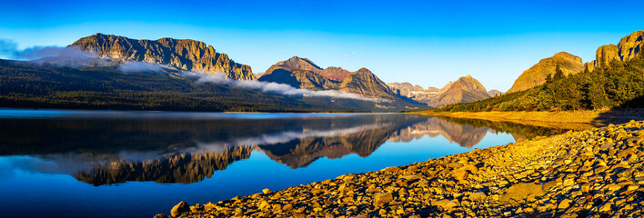 Beautiful Sunrise at Lake Sherburne in Glacier National Park