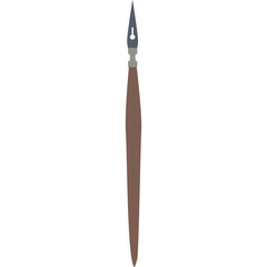 A Realistic Illustration of a Paintbrush with Brown Handle and Silver Tip Isolated on a White Background Perfect for Art and Craft Projects