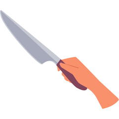 A Hand Holding A Silver Chef Knife With A Purple Handle On A Transparent Background The Knife Has A Long Blade And A Sharp Point Perfect For Culinary Use