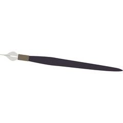 A Realistic Vector Illustration of a Single Artist Paintbrush With a Dark Handle and White Bristles on a Transparent Background