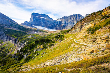 Naklejka premium Angel Wing Mountain from the Grinnell trail at Many Glacier