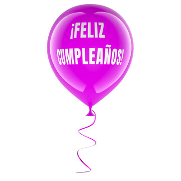 Feliz Cumpleanos text on pink balloon, Happy Birthday on Spanish. 3D rendering