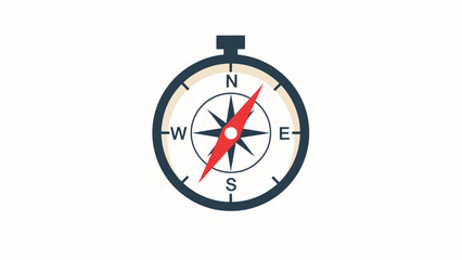 Vintage Compass North Direction Navigation Travel Guidance Minimalist Icon Vector