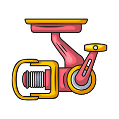 Cartoon Fishing Reel Equipment With Gold Accents On A Transparent Background Isolated Illustration