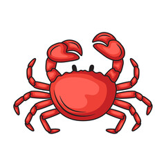 Cartoon Red Crab Illustration With Raised Claws On A Transparent Background Digital Art