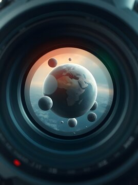 Fototapeta earth zoom lens