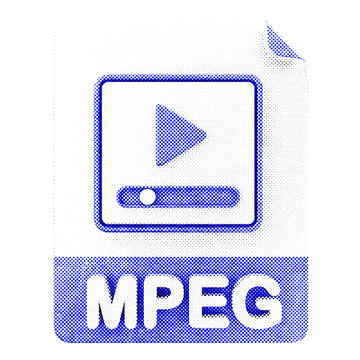 3d file mpeg format type icon halftone