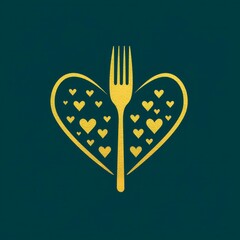 Decorative heart shape with cutlery motif representing love for food in a design