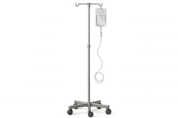 Iv drip stand with saline bag on transparent background, showing medical treatment and healthcare equipment
