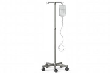 Iv drip stand with saline bag on transparent background, showing medical treatment and healthcare equipment