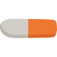 A Single Pharmaceutical Capsule With A Gray And Orange Half Section Representing Medication Or Health Treatment In A Clean Isolated Graphic Illustration