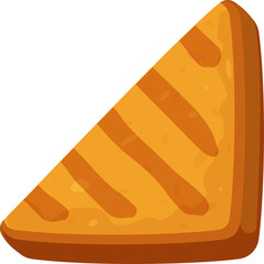 A Single Toasted Sandwich Slice with Grill Marks and a Transparent Background Representing a Simple Food Item