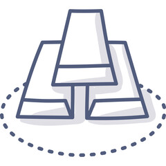 A Stylized Outline Icon Representing Three Rectangular Blocks Stacked Together With A Dotted Circle Border And Subtle Shadow Effect Against A Transparent Background