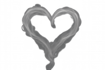 Abstract smoke heart forming a love symbol, expressing romance, passion, and emotional connection on transparent background