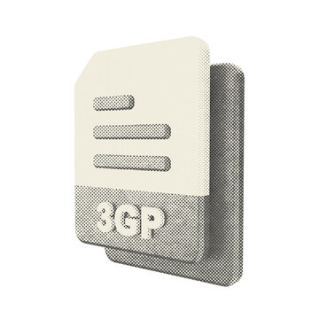 3d file data document icon 3GP halftone